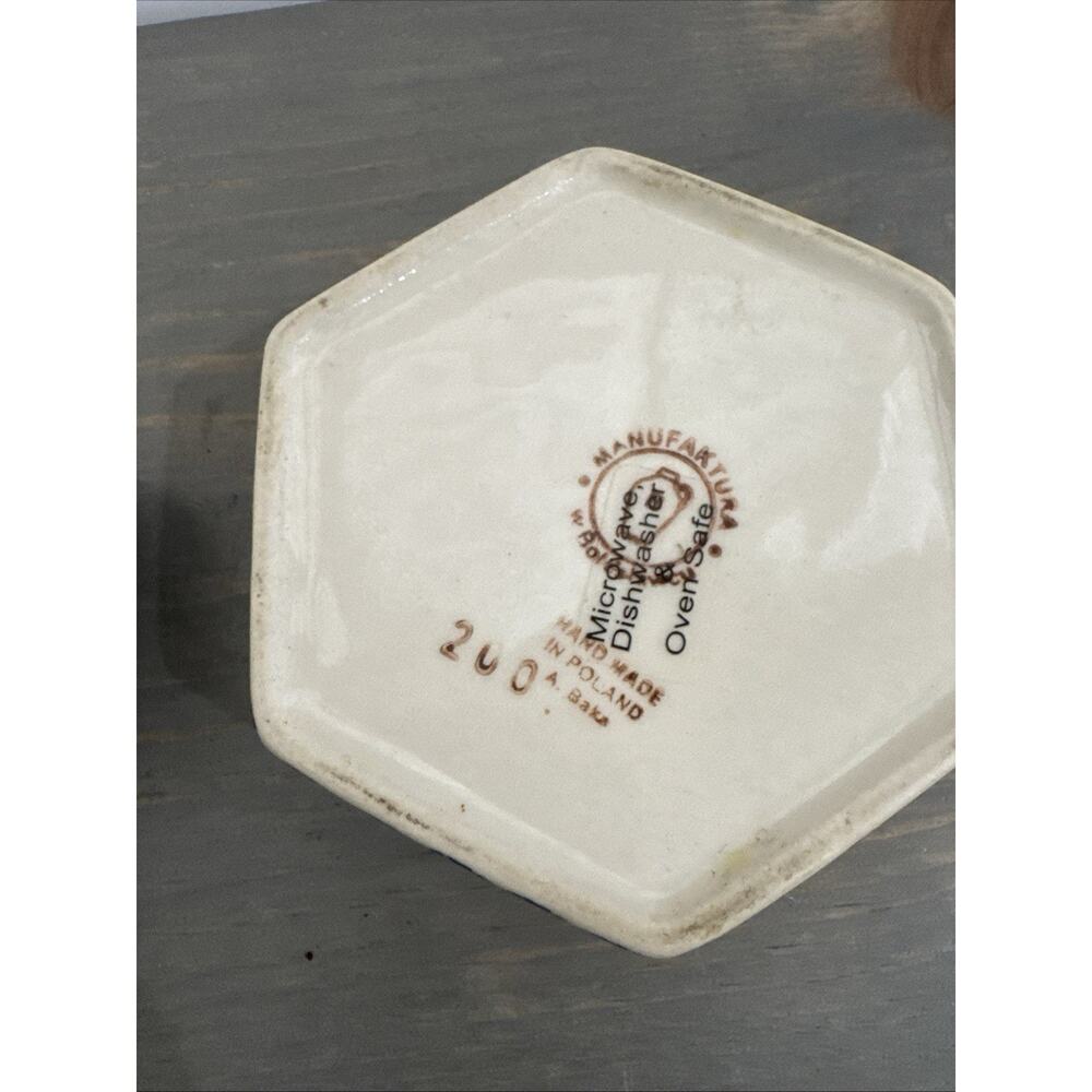 Polish Pottery Trinket Box by Manufaktura Boleslawcu 1990s Ceramic Floral - Picture 8 of 10